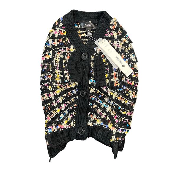 Aqua Pet Dog Cardigan Sweater Button Closure Cozy Winter Black Multicolor Medium - Picture 3 of 9